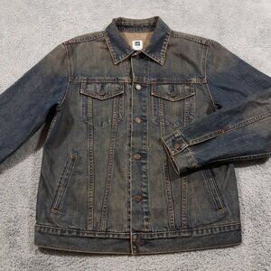 GAP Denim Jacket Mens Size Medium Trucker Cotton Blue Vintage Light Wear